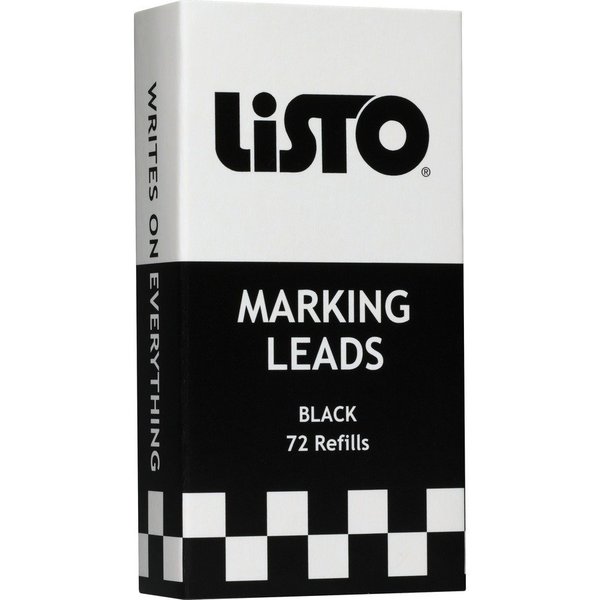 Listo Marking Pencil Refill, For 1620, 72 Sticks/BX, Black PK LIS162BBK